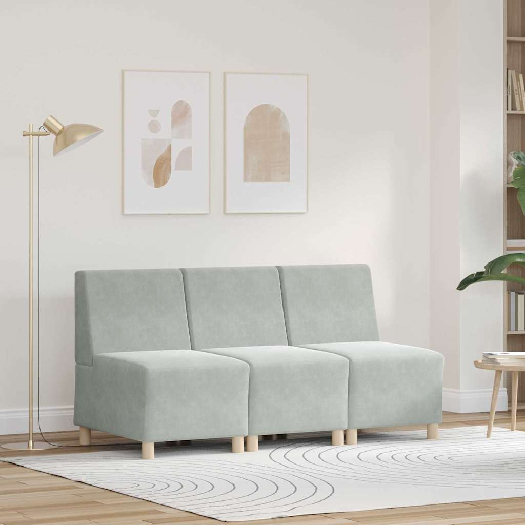 Modular Sofa Unit Armless 3 pcs Light Grey 55 x 74 x 82 cm